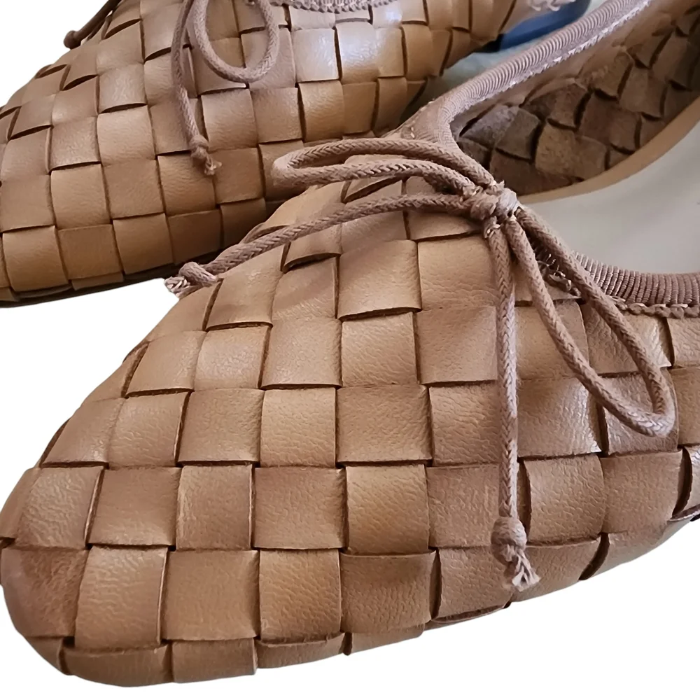 Loeffler Randall Tan Landry Woven Loafers BNWOB